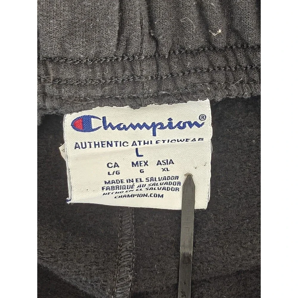 Champion Men's Black Jogger Sweatpants Size L Elastic Waist Athletic Logo